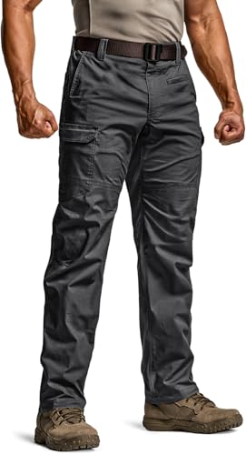 CQR Men's Utility Flex Cargo Pants, Classic-Fit Casual Stretch