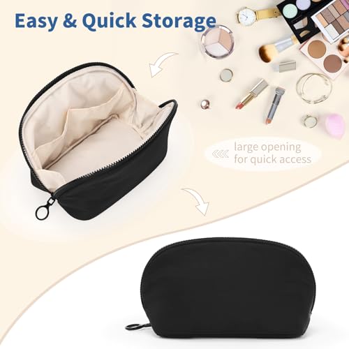 Small Makeup Bag Travel Toiletry Bag - Puffy Padded Make Up Bags for Women, Cute Cosmetic Organizer Case with Wide-Open, Quilted Pouch Purse for Essentials, Accessories, Brushes (Black, Small)4