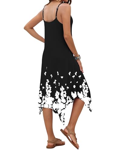 Image of AUSELILY Women's Summer Dresses 2026 Casual Sleeveless Spaghetti Strap Sundress Asymmetrical Midi Dress with Pockets