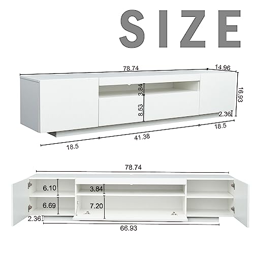 Wersmt White Modern Led Tv Stand For Up To 85 Inch Tv With 16 Color Rgb Led Lights Tv Tables For Bedroom Living Room, White #TOP5