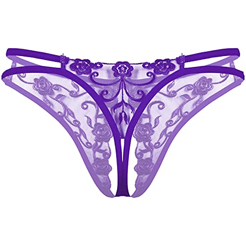 Lejafay Men's Sexy Tie Side Bowknot Sheer Lace Thongs Panties Adjustable G-String Underwear2