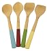 Architec Bamboo Kitchen Tools with Color Handles, Set of 4, Light