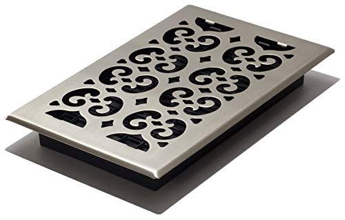Decor Grates SPH610-NKL Scroll Floor Register, 6-Inch by 10-Inch, Nickel, Brushed Nickel Finish, 6x10