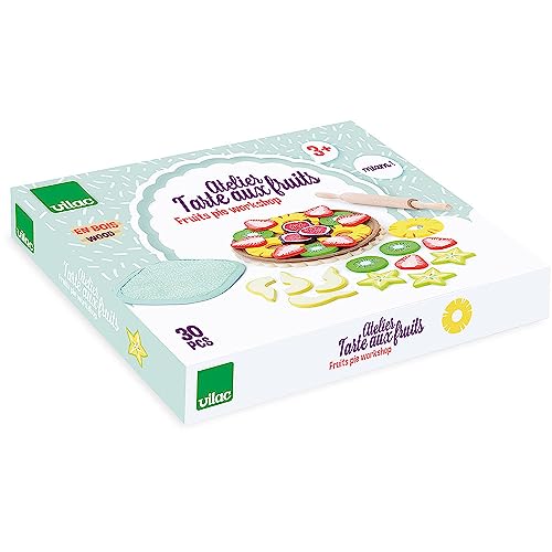 Jeu de cuisine Vilac tarte aux fruits en bois pour stimuler la motricité fine