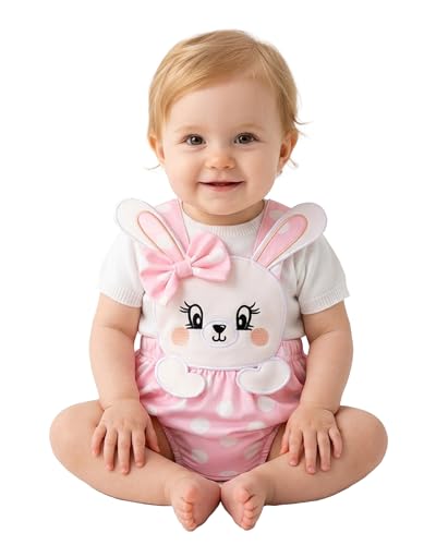 Baby Easter Bunny Jumpsuit Overalls Rabbit Plaid Suspender Romper Shorts