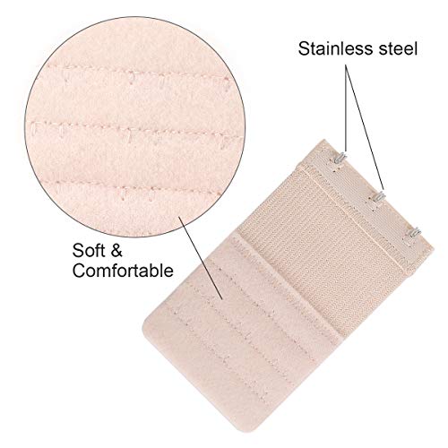 Akstore 6 Pieces Women's Soft Comfortable Elastic Bra Extenders Bra Extension Strap 3 Hook 3 Row Lady's Bra Extender Bra Band4
