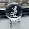 HDCRYSTALGIFTS 60mm 3D Fairy Crystal Ball Figurine Gifts for Women Men Laser Engraved Girl Dragonfly and Lotus Glass Crystal Ball with Stand Glass Ball Ornaments Decorations Christmas Art Decor #2