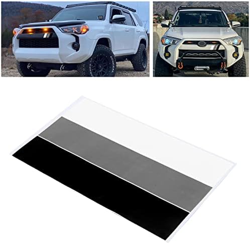 MOCHENT 2 Pcs 10-Inch Classic Retro Tri-Color Stripe Decal Sticker for Toyota Tacoma 4Runner Tundra Rav4 Accessories, Grille Fender Hood Side Skirt Bumper Side Mirror Dashboard Decoration (White/Light Gray/Black)