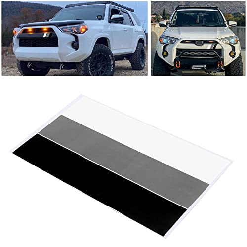 MOCHENT 2 Pcs Classic Retro Tri-Color Stripe Decal Sticker for Toyota Tacoma 4Runner Tundra Rav4 Accessories, Grille Fender Hood Side Skirt Bumper Side Mirror Dashboard Decor (White/Light Gray/Black)