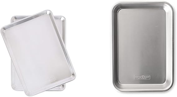 Nordic Ware Natural Aluminum Commercial Baker's Half Sheet, 2-Pack (Silver) and Nordic Ware 1/8 Sheet Pan, 1-Pack (Aluminum)