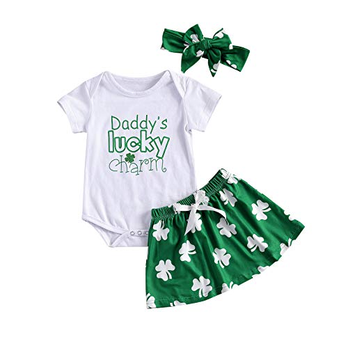 Infant Baby Girl Boy St Patrick 's Day Outfit 1st St. Patricks Day Romper Lucky Charm Pants Hat Clothes Sets (A-Skirts3, 12-18 Months)