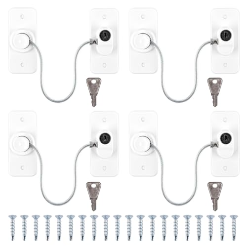 BATINO 4Pack Window Locks for UPVC Windows, Window Restrictors for Upvc Window Locks Child Safety Window Latches Window Opening Restrictors with Keys and Screws Drillable/Self-Adhesive