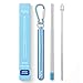 Flyby Portable Reusable Drinking Straws | Collapsible & Foldable Telescopic Stainless Steel Metal Straw Dispenser | Final Aluminum Case, Long Cleaning Brush, Silicone Tip | Light Blue
