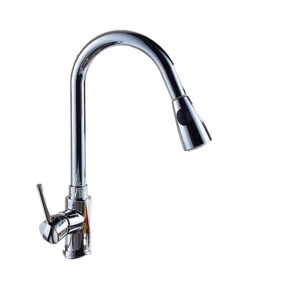 Blyqxs Chrome Kitchen Faucets Single Handle Pull Out Kitchen Tap Single Hole Handle 360 Rotate Crane Hot Cold Sink Mixer Xt-192(Chrome)