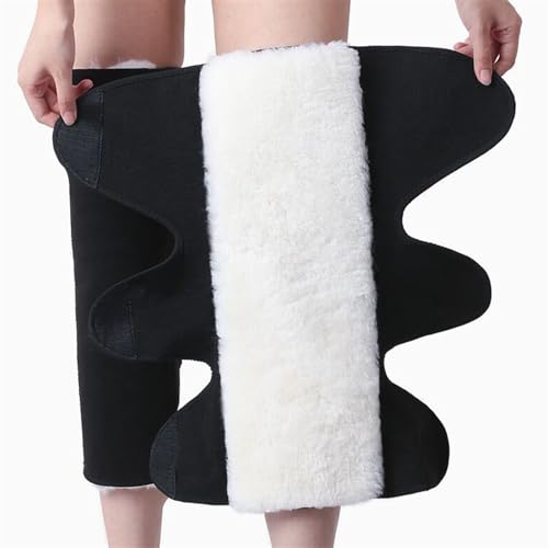 Reyox Unisex Warm Fleece Lined Knee Brace Thermal Leg Sleeve for Ski Cycling Dance Black XL