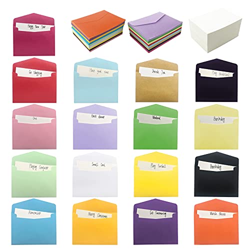 Cartes vierges avec enveloppes colorées VANRA : lot de 170 mini cartes de vœux assorties