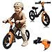 LIONELO Bicicletta Senza Pedali TONI Per Bambini da 18 mesi a 30kg Ruote in Gomma PU da 25cm Poggiapiedi Cestino Sella e Manubrio Regolabili Impugnatura Antiscivolo Leggero Campanello (Nero Arancione)