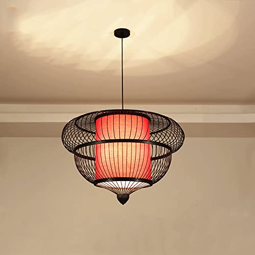Lustre japonais bambou fait main E27 réglable pour remplacer un plafonnier classique terne