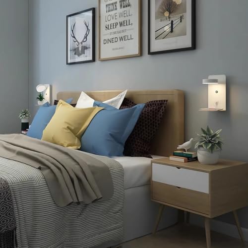 2 Stück LED Wandleuchte Innen mit USB Ladeanschluss,12W Touch Dimmbar Wandlampe mit Schalter & Stecker, 350° Drehbare Leselampe Wandmontage für Schlafzimmer Bettseite, Wohnzimmer, Arbeitszimmer Hotel