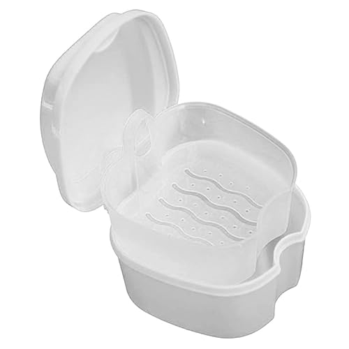 Estuche para prótesis dental, taza de dentadura con colador, caja de baño para dentadura postiza, efectiva, compacta, protección completa, caja de
