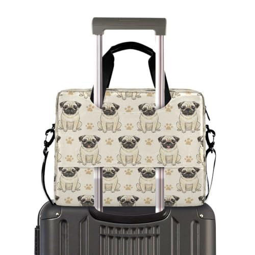Bolsa para portátil compacta con bolsillo con cremallera y pug 4
