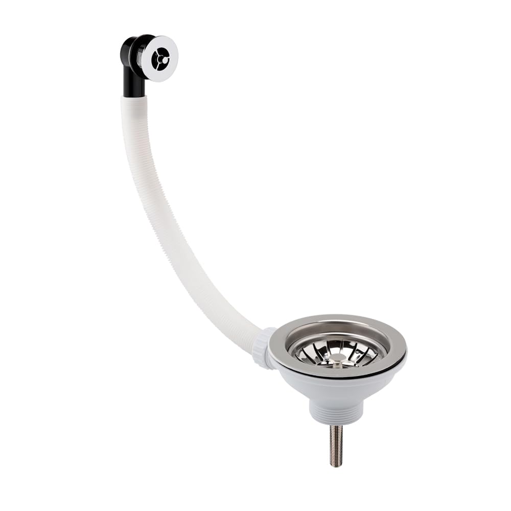 Milano Chrome Kitchen Sink Basket Strainer Waste Overflow
