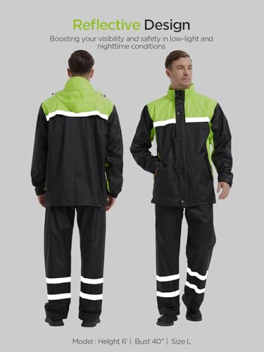 Prohydra JK102 Mens Rain Suits With Air Vents Reflective Stripes Waterproof Rain Gear Breathable Jacket Pants thumb #1
