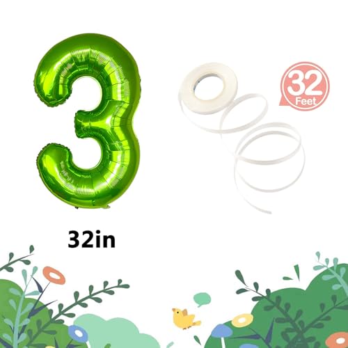 Image of Dinosaur Birthday Party Supplies, Dinosaurs Party Decorations 3 Year Old Foil Balloons for Boys and Girls