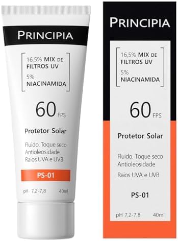 Protetor Solar Facial Principia FPS 60, 16,5% Mix de Filtros