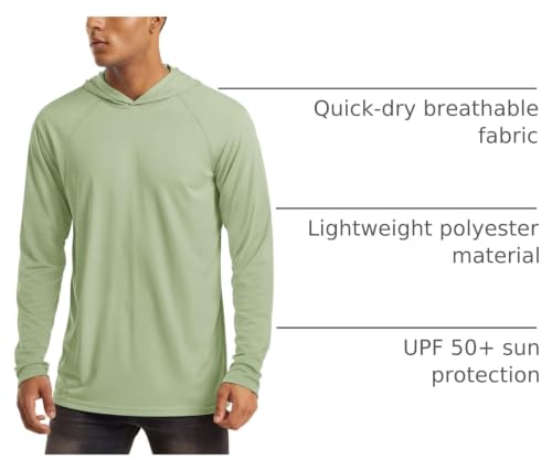 Image of MAGCOMSEN Men's Hooded UPF 50+ Sun Protection T Shirts Long Sleeve Athletic Fishing Shirts Rash Guards