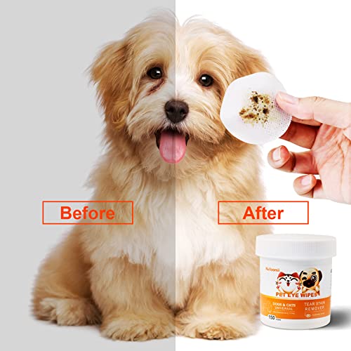 300Pcs Dog Eye Wipes, Biodegradable Tear Stain Remover for Dogs Eyes & Cats - Pet Eye Wipes Gently Remove Eye Debris, Discharge, Mucus Secretions, Crust - pre-soaked Safe & Easy Cleaning Wipes