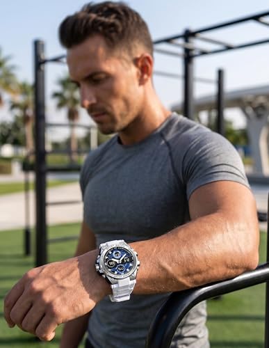Image of V2A Stryke-TERRAX 5220 Analog-Digital Sports Watch for Men | Bold 3D Dial Design | 50M Waterproof Quartz Watch with Alarm, Stopwatch, Day-Date & Backlight | Rugged Everyday Performance