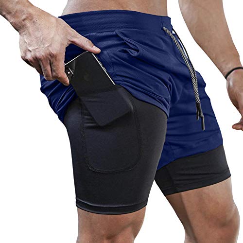 MANLUODANNI Sporthose Herren kurz 2 in 1 Kompression Liner Laufhose