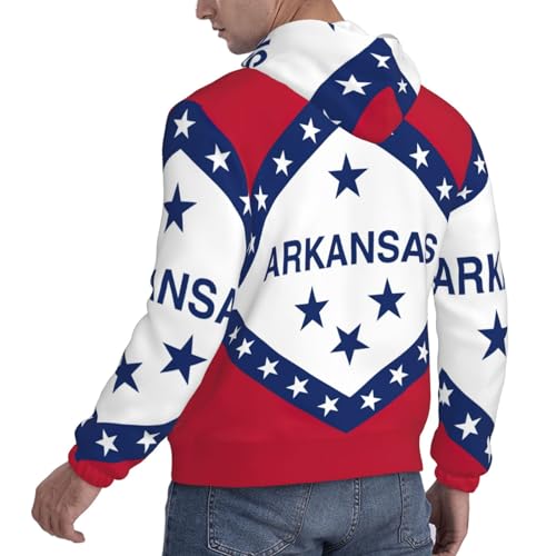 Sweat à capuche drapeau Arkansas homme - Pull épais col doublé - 3