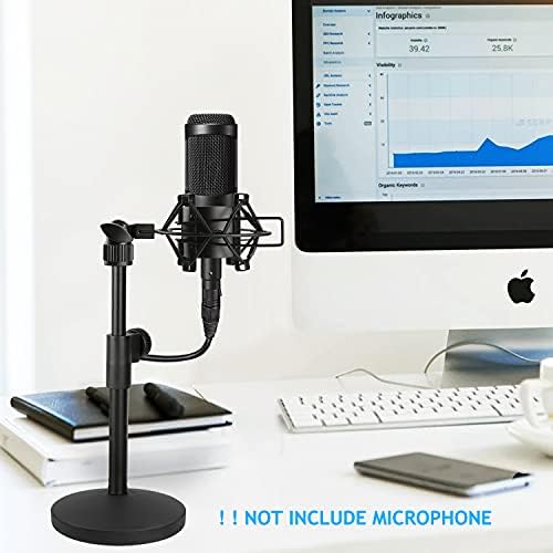 Metal Desk Mic Stand with Metal Shock Mount, Adjustable Table Microphone Stand for Audio Technica AT2020 AT2020USB+ AT2035 ATR2500x Condenser Studio Microphone by Frgyee