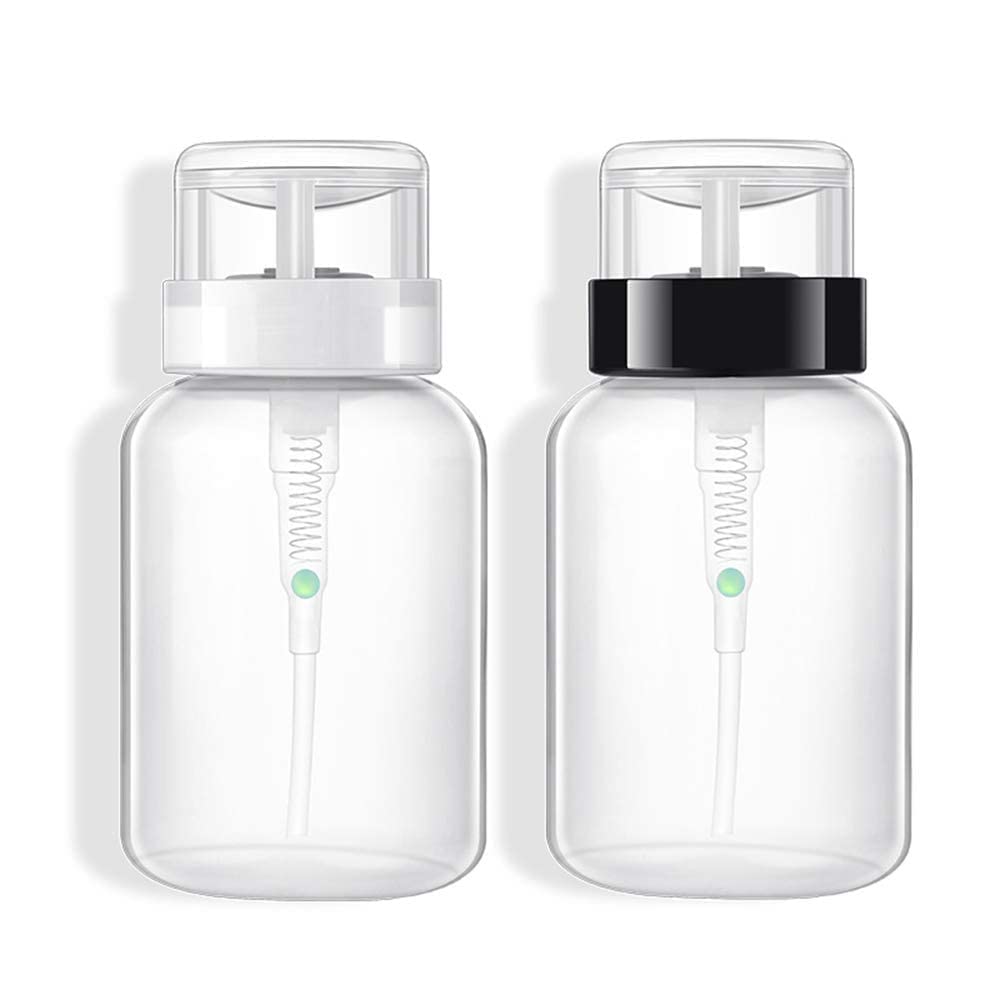 Nail Polish Remover Bottle, Push Down Pump Alcohol Dispenser, Empty Makeup Acetone Containers (3PCS, Clear)-image-36