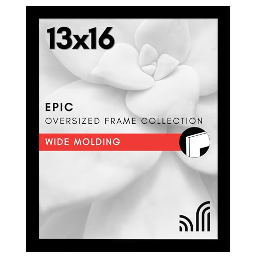 Americanflat 13x16 Picture Frame with Polished Plexiglass - Black Picture Frame - Wide Photo Frames Made of Engineered Wood for Vertical or Horizontal Wall Display - Epic Collection - Black