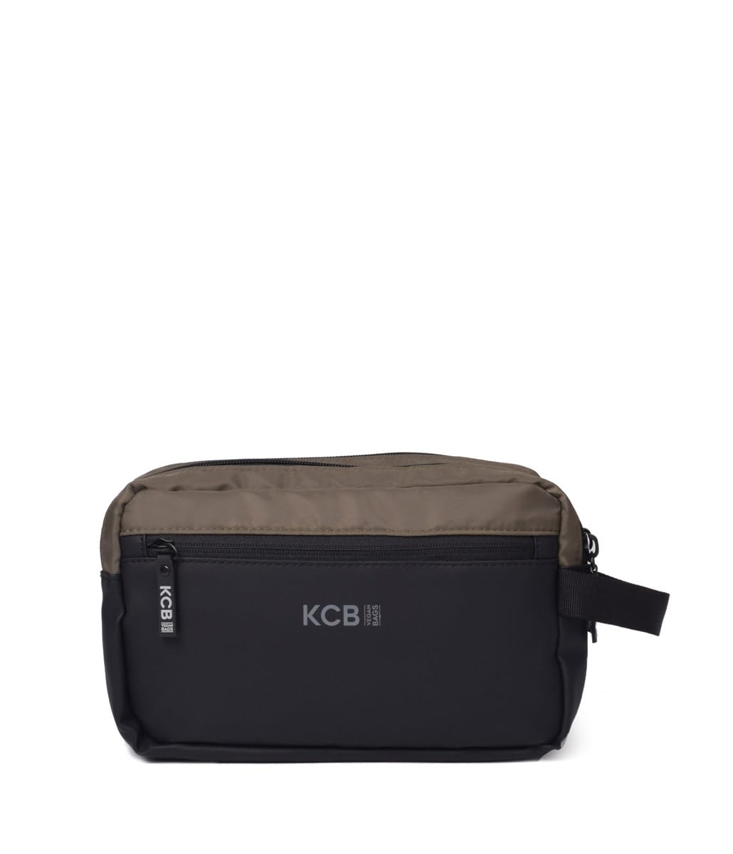 KCB Doppia borsa da uomo | Design spazioso e pratico | Tasche multiuso | Varietà di scomparti | Manico comodo e utile | 100% vegano, Kaki