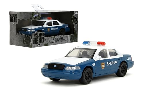 Jada The Walking Dead Voiture moulée sous Pression Rick Grimes Ford Crown Victoria 1:32, Jouets pour Adolescents et Adultes
