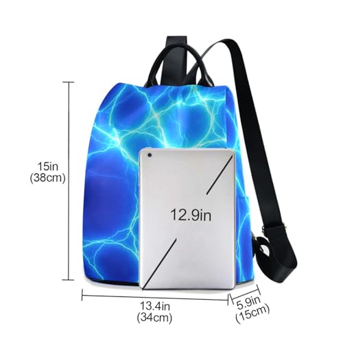 Mochila para mujer antirrobo azul de viaje con pompón bolso senderismo moda 3