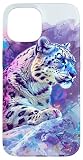 Installazione facile Custodia per iPhone 15 Snow Leopard t con un acquerello Snow Leopard