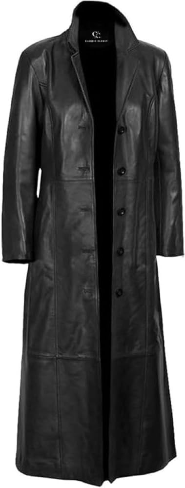 Amazon.com: Classic Closet Women's Long Leather Trench Coat