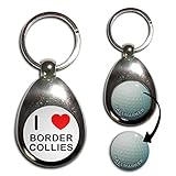 I Love Heart Border Collies - Golf Ball Marker Key Ring
