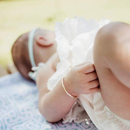Baby First Bracelet for Toddler Girls - 14K Gold Filled Handmade Bangle Gift for Kids - Golden Jewelry for Baptism, Good Luck, Blessing, and Dedication plus Unique Island Style Keepsake for Mom
