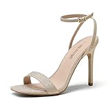 DREAM PAIRS Gold Heels Women?s High Stilettos Sexy Open Toe Glitter Dress Shoes Ankle Strappy Wedding Party Club Dance Pumps Sandals Size 8.5 US SDHS2214W