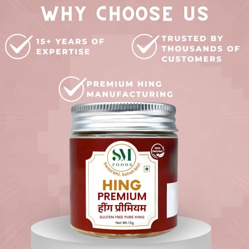 Image of SM FOODS Premium Pure Nukra Hing 15g (Pack of 3) | No Atta No Maida | Imported Premium Pure Heeng | Strong & Kadak Aroma | Gluten Free | Uncompounded | For Cooking & Digestion