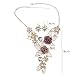 Qiyun (TM) Handmade 3D Bling Crystal Rose Flower Leaf Statement Collar Necklace Earring Set