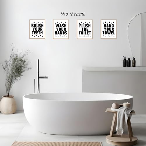 Image of Boat Wades Black Kids Bathroom Decor Wall Art Unframed,Girl Bathroom Decor 8x10 Inches Set Of 4,Black Kid Toilet Posters Prints Pictures