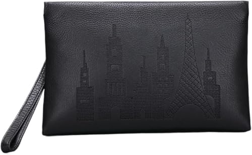 Pochette homme cuir sacoche main affaires broderie chic
