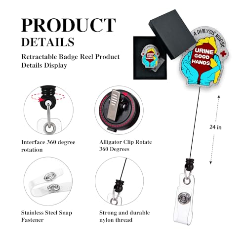 Image of YXZ130 Cusrtyh Urine Good Hands Funny Nurse Work Supplies Badge Reel Retractable with Alligator Clip, Gift for Doctor Nurse Medical Office Work